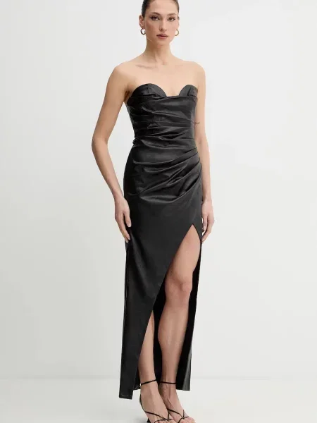 Bardot rochie maxi mulată negru