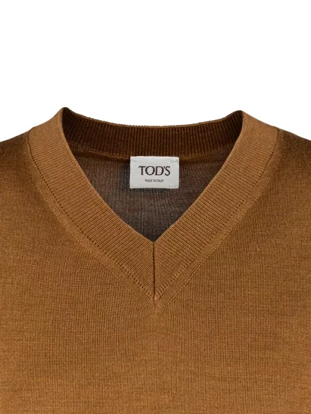 Μπλούζα Tod's με κέντημα με λαιμόκοψη v καφέ