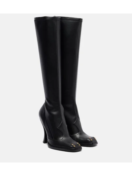 Kožené kozačky Etro se cvočky černé