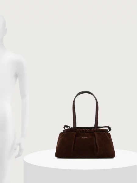 Tommy Hilfiger чанта тип багета дамска от велур кафяво
