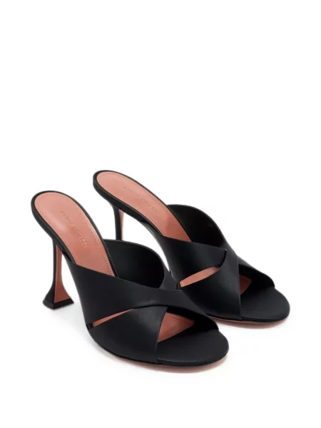 Papuci tip mules Amina Muaddi din satin negru