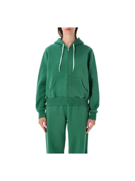 Bluza z kapturem Polo Ralph Lauren klasyczna z logo zielona