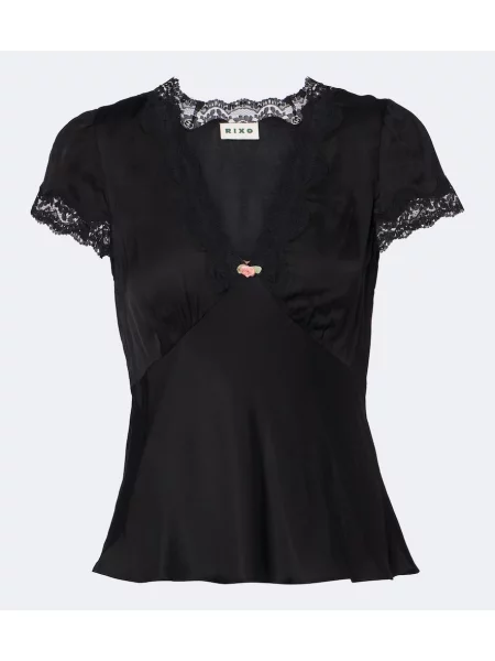 Top Rixo din satin negru