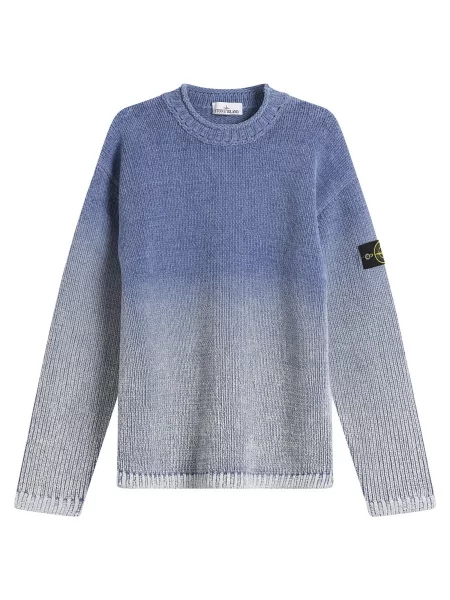 Dzianinowy sweter Stone Island z kamieniami niebieski