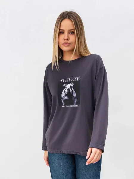 Лонгслів Romashka Вайб бавовна/еластан сірий