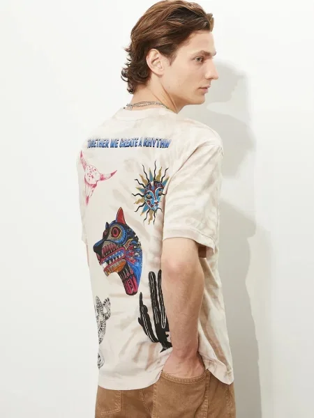 Тениска Medicine с принт бежово