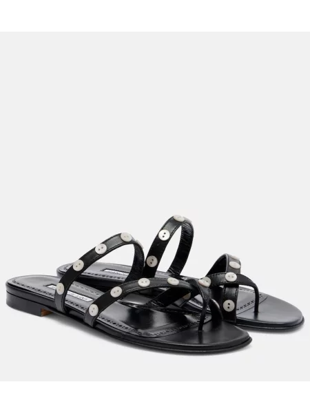 Chiloți tanga Manolo Blahnik din piele negru