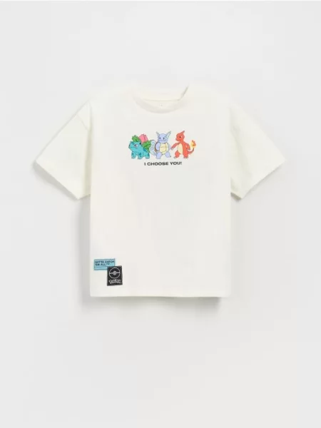 Reserved T-shirt Pokémon złamana biel