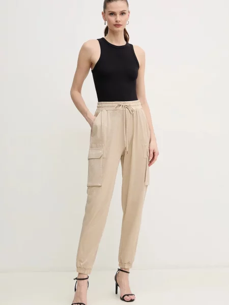 Marc Aurel spodnie high waist beżowy