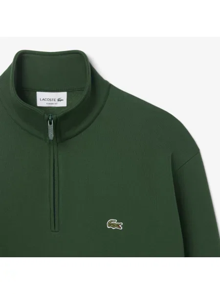 Lacoste Bluza Polarowa Z Krótkim Zamkiem zielony
