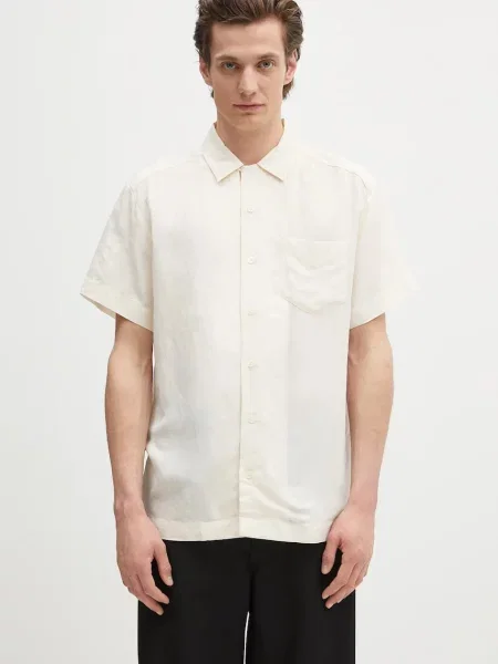 A.P.C. cămașă din amestec de in chemisette roy bărbați relaxed bej