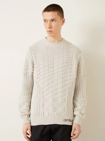 Off-White Svetr Arrow šedá / černá bílý