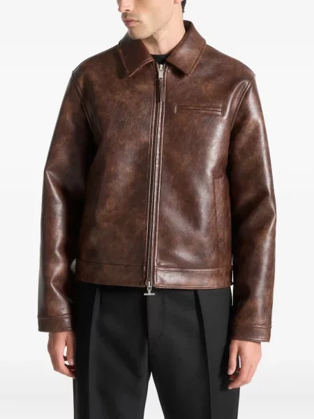 S límcem kožená bunda Manière De Voir hnědá