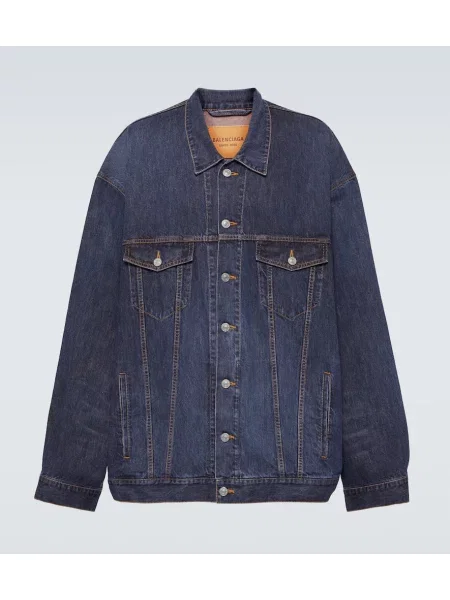 Svilene denim jakna Balenciaga modra