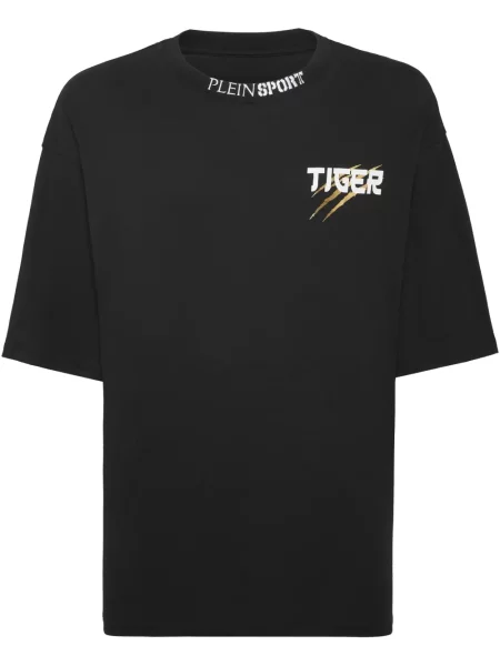 Tricou Plein Sport cu dungi de tigru negru