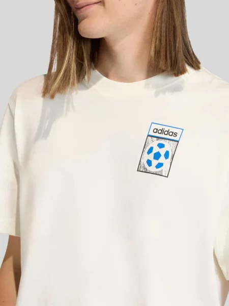 T-shirt z nadrukiem na plecach z czystej bawełny Adidas Originals beżowa