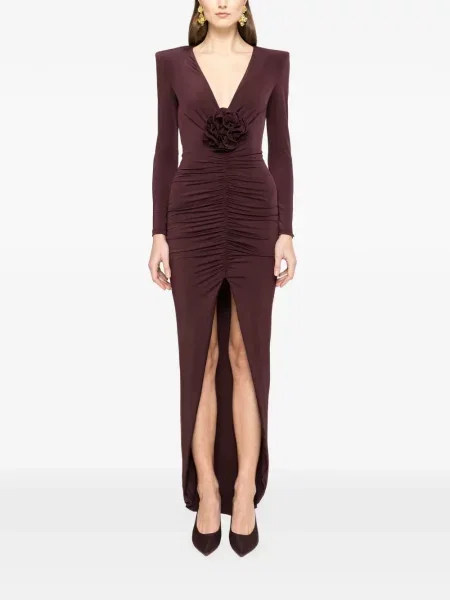 Maksi sukienka maxi Nissa w kwiatki garniturowa fioletowa