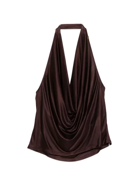 Top Elisabetta Franchi drapat cu gât halter maro