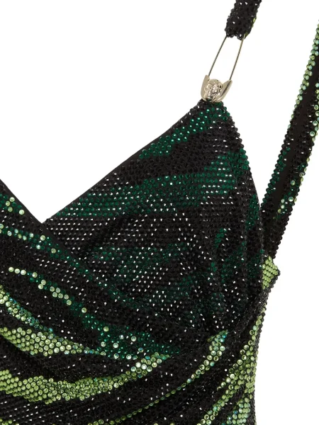 Rochie mini Philipp Plein de cristal de costum verde