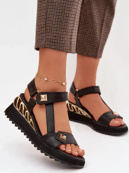 Sandale D&a din piele cu platformă negru