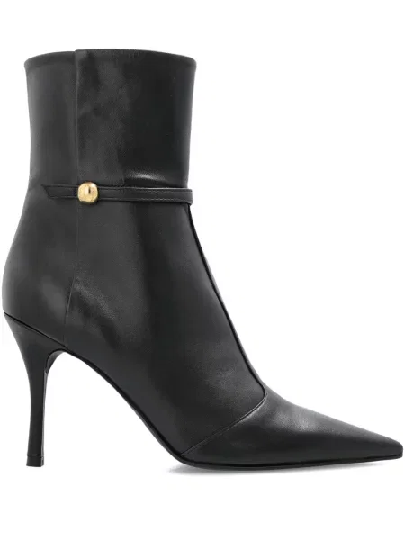 Кожени боти до глезена Furla черно