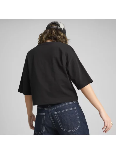 Krótka koszulka oversize WARDROBE ESS czarna