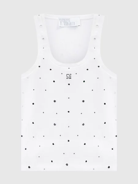 Топ в рубчик з кристалами Giuseppe Di Morabito Milano білий