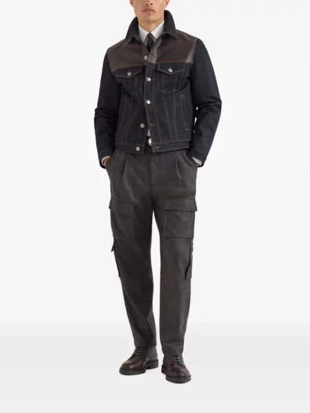 Pantaloni cargo Brunello Cucinelli de lână maro