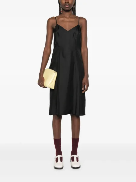 Rochie midi Prada de mătase până la genunchi de costum negru