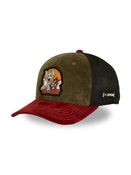 Capslab czapka z daszkiem trucker z bawełną x Tom & Jerry zielona