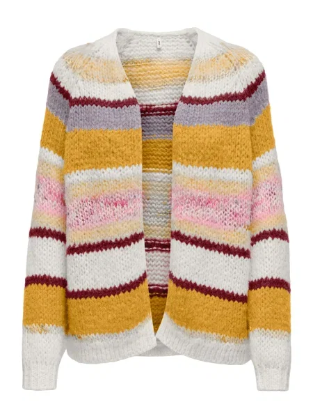 ONLY Geacă tricotată ONLALYSSA ecru / galben curry / roz / vin roșu