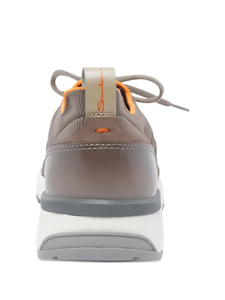 Sneakerși Santoni cu șireturi tricotate maro