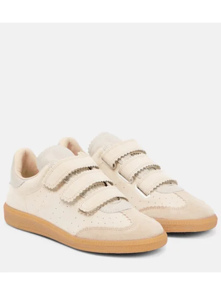 Sneakerși Isabel Marant din piele de căprioară bej