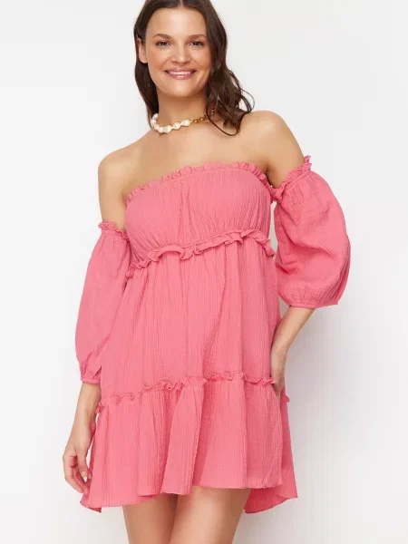Rochie mini Trendyol cu volane din muselină
