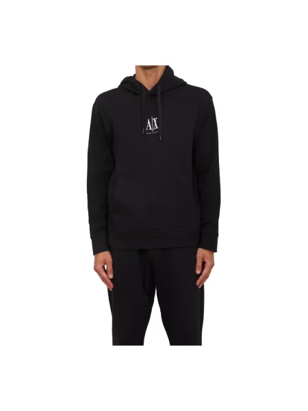 Bluza z kapturem Armani Exchange z kapturem czarna