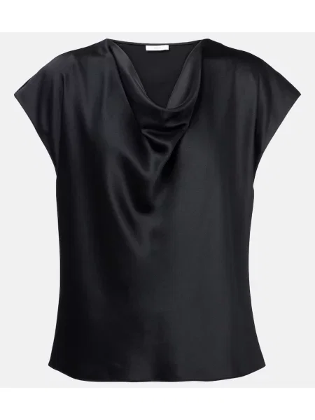 Satynowy top Vince drapowany czarny