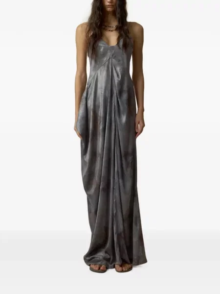 Rochie maxi Elywood asimetrică drapată gri