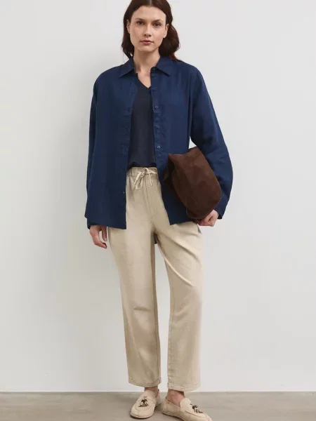 Medicine spodnie chinos z lnem beżowe