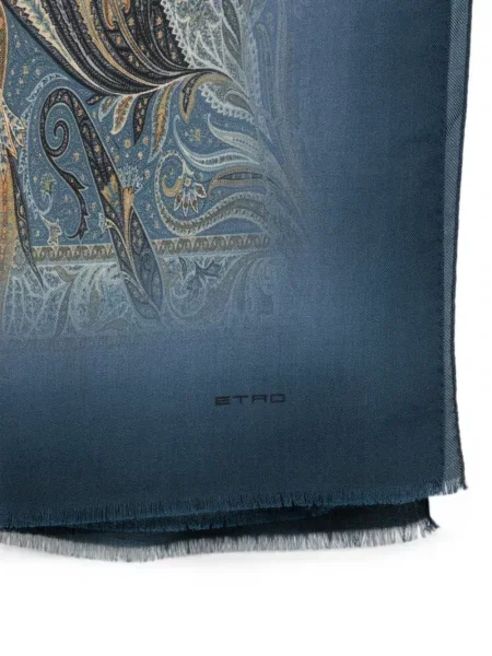 Fular Etro cu imagine cu model paisley albastru