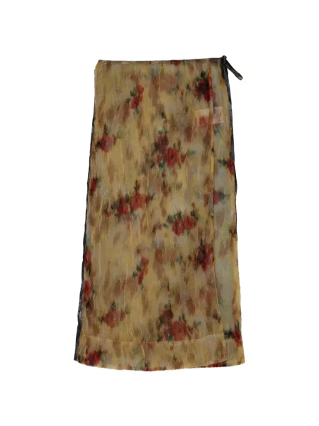 Midi-suknja Ganni organza na preklop žuta