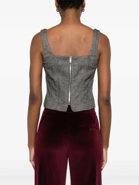 Top Ottod’ame cu model herringbone negru