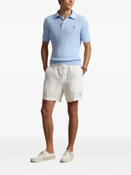 Pruhované polotričko Polo Ralph Lauren se síťovinou s výšivkou červené