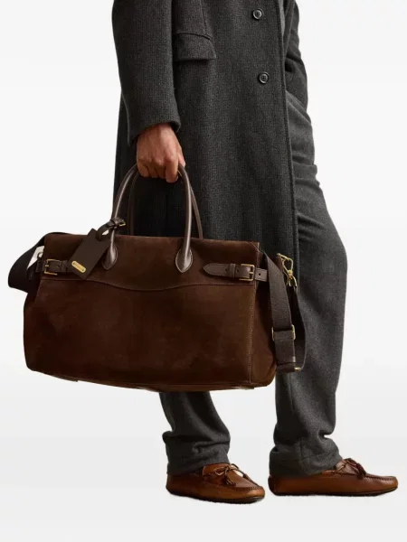 Geantă Ralph Lauren Purple Label din piele de căprioară violet