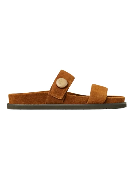 Klapki Tory Burch zamszowe brązowe
