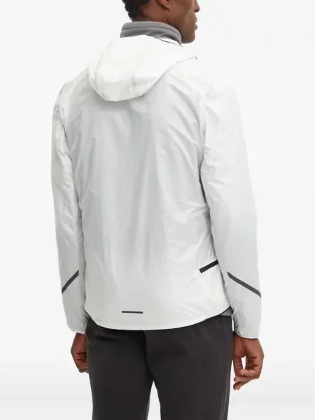 Пухен елец Adidas на райета с качулка бяло