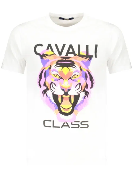 Tricou Cavalli Class scurt alb