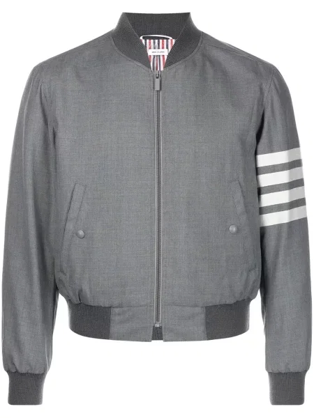 Geacă bomber Thom Browne cu dungi tricotate gri