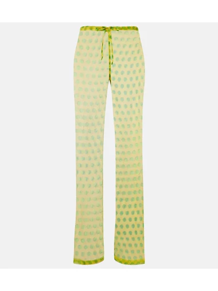 Pantaloni Dries Van Noten de mătase cu buline