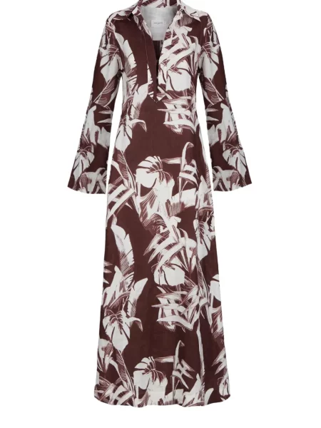 Rochie maxi Three Graces cu imagine maro