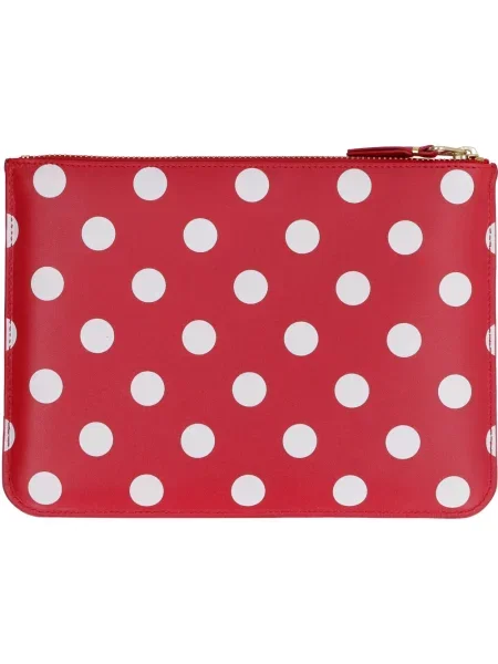 Portfel Comme Des Garcons skórzany w grochy czerwony